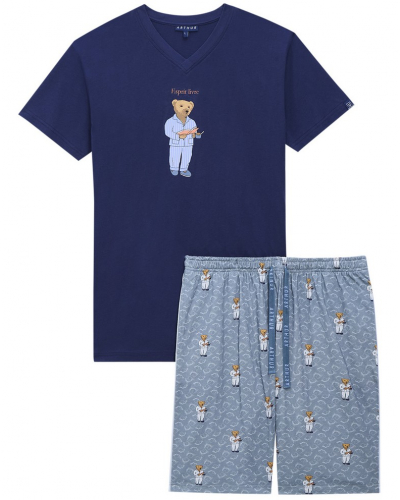 Pyjama bermuda Jersey 100% coton Arthur (Gris)