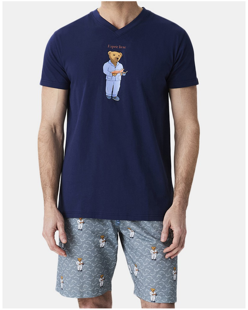 Pijama bermuda Jersey 100% algodón Arthur (Gris)