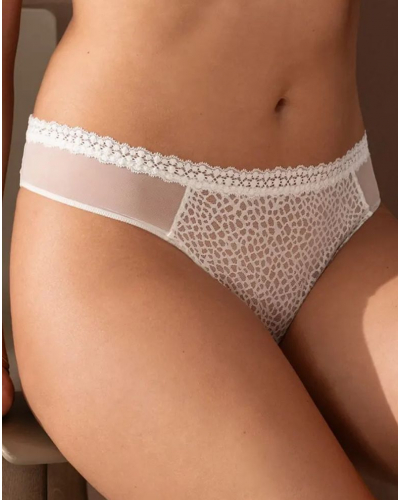 Tanga Antigel Exquise en Dentelle (Ecru Nacre)