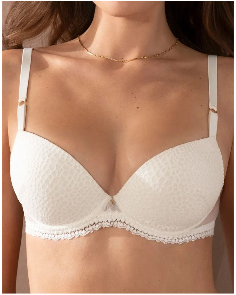 Padded bra Antigel Exquise en Dentelle (Ecru Nacre)