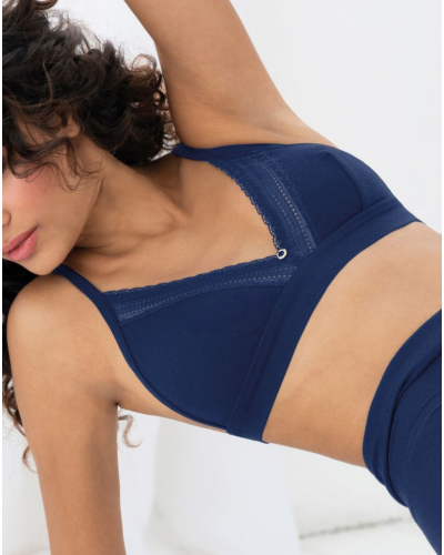 Wireless triangle bra Antigel En Mode Yoga (Bleu Yoga)