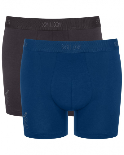 Pack of 2 cotton long boxers shorts Sloggi SLG Base (Noir/Bleu)