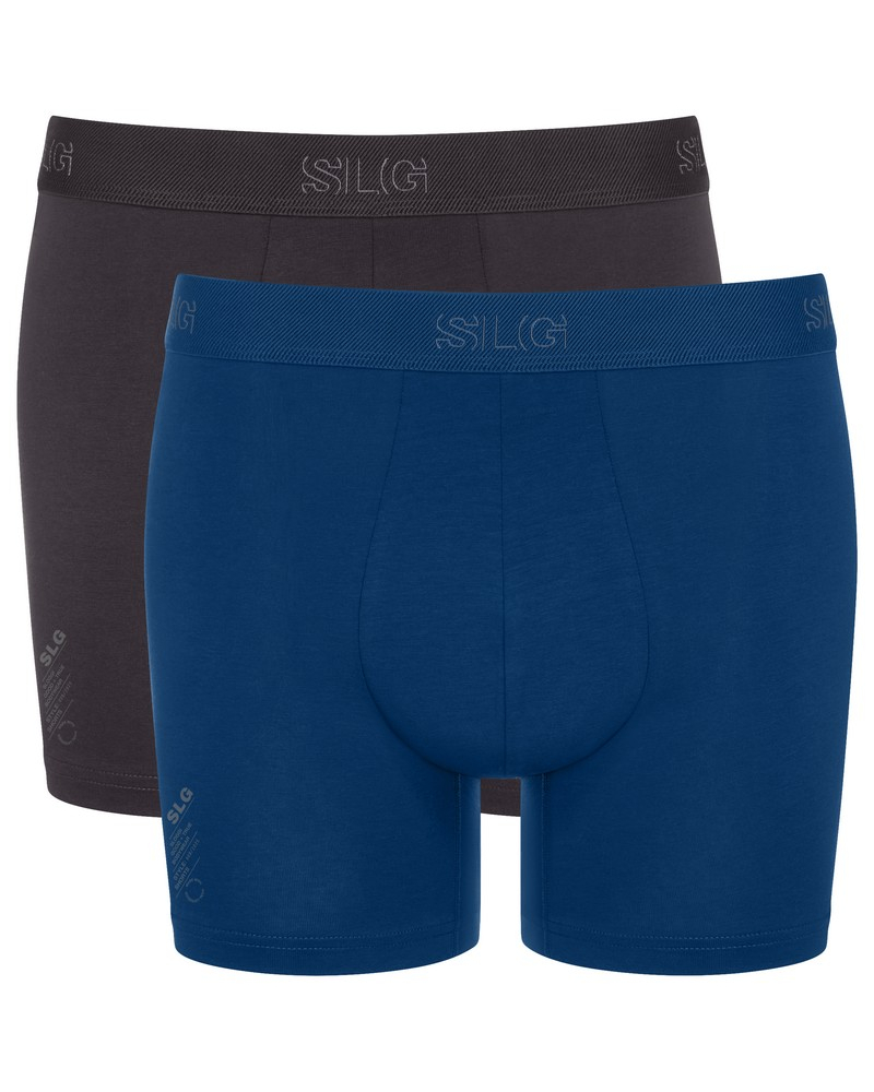 Paquete de 2 boxers largos de algodón Sloggi SLG Base (Noir/Bleu)