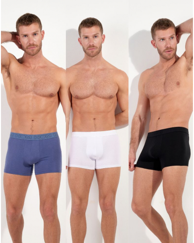 Paquete de 3 bóxers algodón HOM Armand 2 (Noir/Bleu/Blanc)