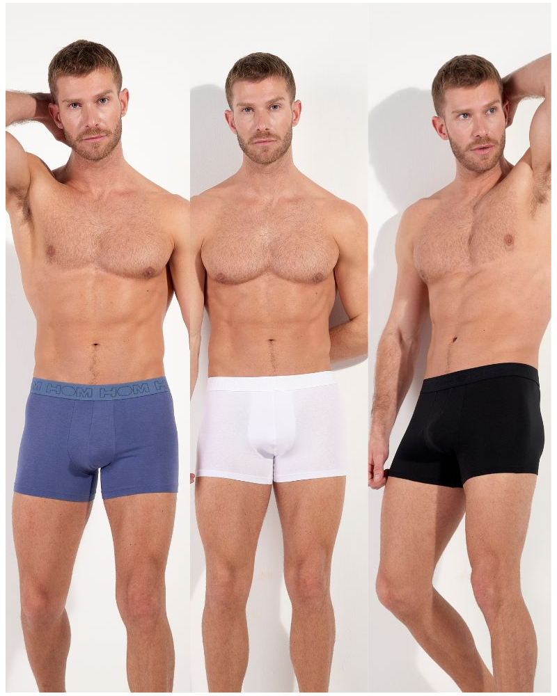 Paquete de 3 bóxers algodón HOM Armand 2 (Noir/Bleu/Blanc)