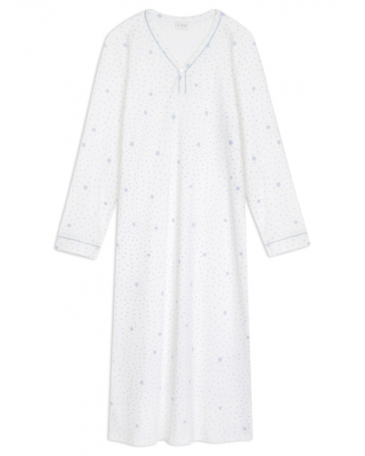 Nightdress Interlock 100% cotton Le Chat Cosy (Ecru/Ciel)