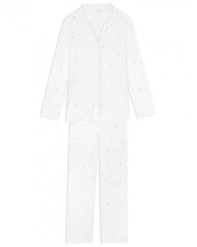 Pyjama Interlock 100% coton Le Chat Cosy (Ecru/Ciel)