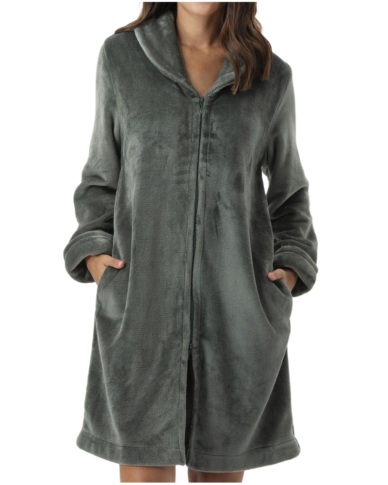 Robe de chambre zippée Le Chat Essentiel (Lichen)
