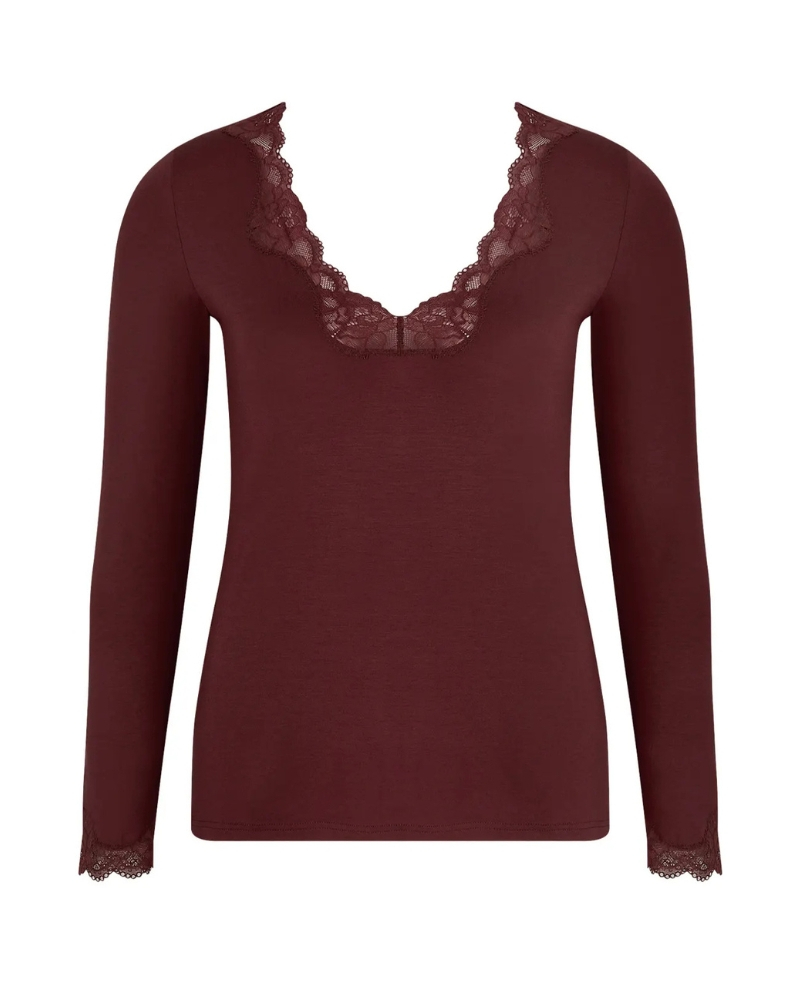 Long-sleeved V-neck t-shirt Antigel Simply Perfect (Cappuccino)