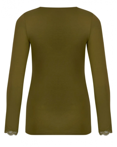 T-shirt manches longues col en V Antigel Simply Perfect (Vert Mousse)