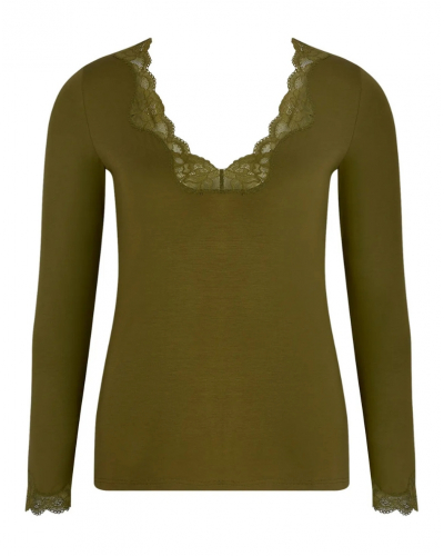 T-shirt manches longues col en V Antigel Simply Perfect (Vert Mousse)