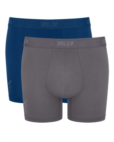 Lot de 2 boxers longs en coton Sloggi SLG Base (Bleu/Gris)