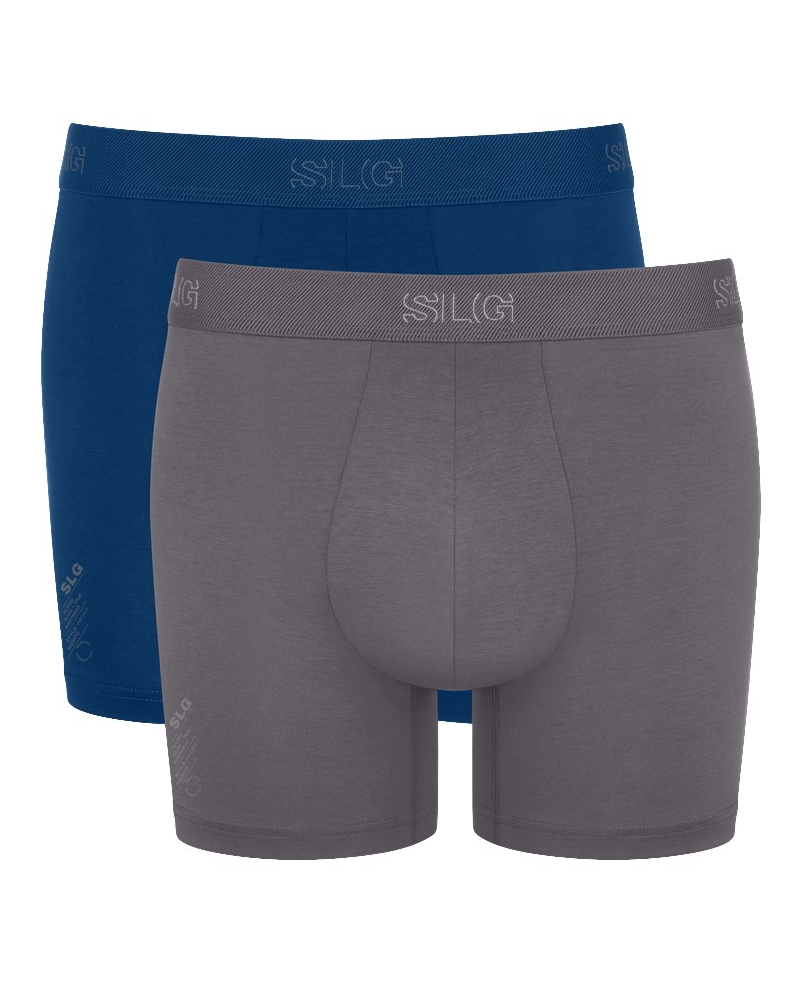 Lot de 2 boxers longs en coton Sloggi SLG Base (Bleu/Gris)