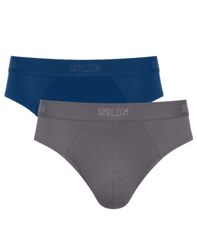 Lot de 2 slips en coton Sloggi SLG Base (Bleu/Gris)