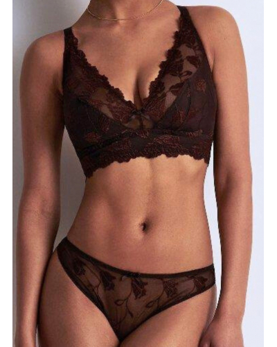 Triangle foam bralette without wire Aubade Softessence (Espresso)