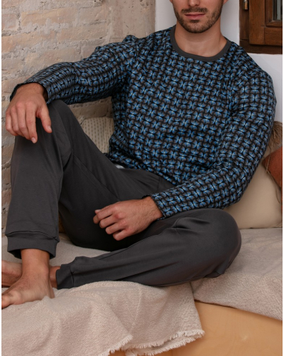 Long pyjama 100% cotton Interlock HOM Aloys (Papyrus)