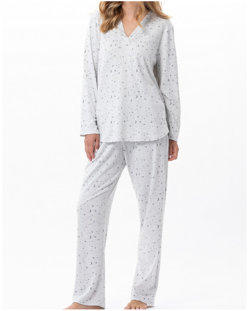 Pijama Interlock 100% algodón Le Chat Luna (Gris Chiné)