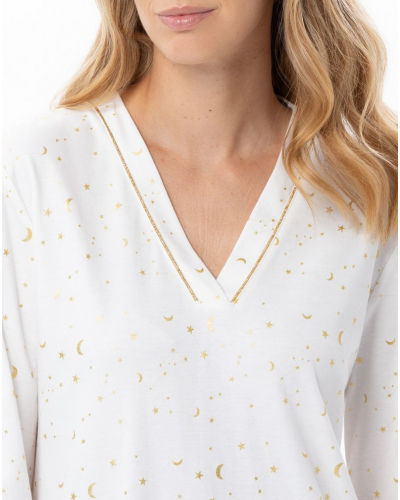 Chemise de nuit Interlock 100% coton Le Chat Luna (Ecru)