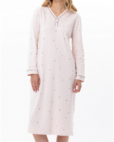 Chemise de nuit Interlock 100% coton Le Chat Cosy (Rose/Gris)