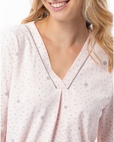 Pyjama Interlock 100% coton Le Chat Cosy (Rose/Gris)