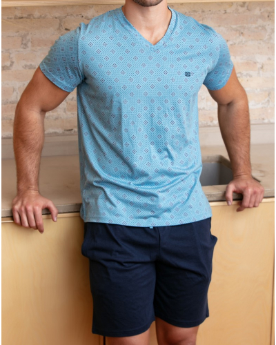 Short pajamas cotton HOM Walter (Imprimé Bleu)