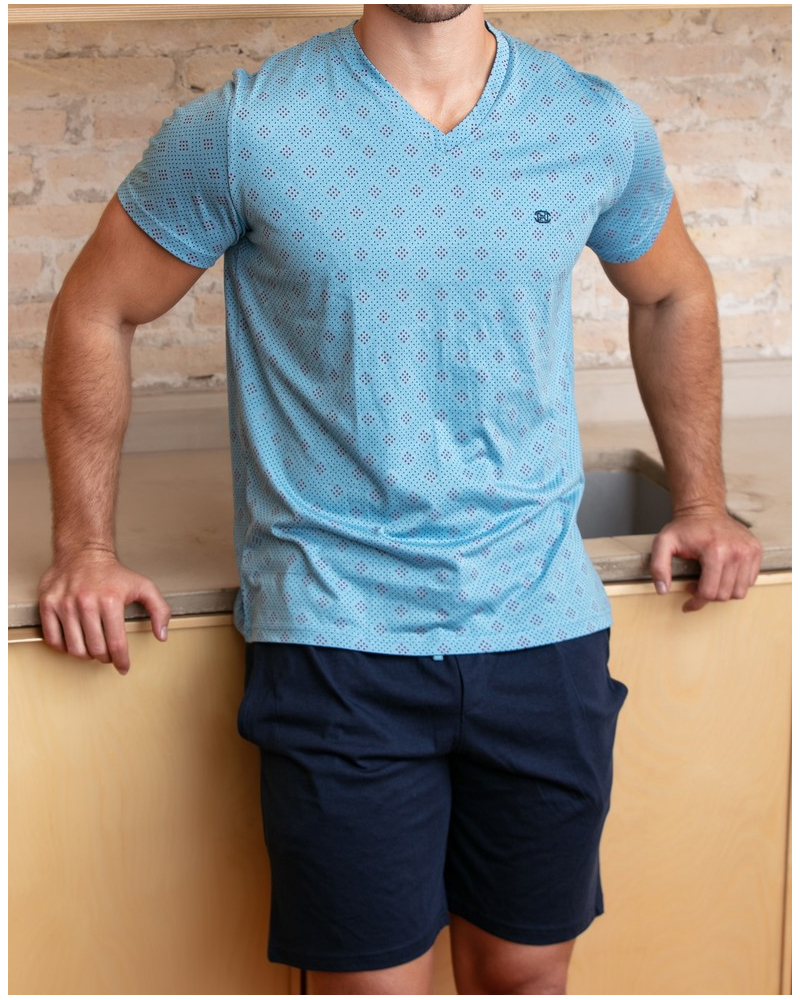 Pijama corto algodón HOM Walter (Imprimé Bleu)