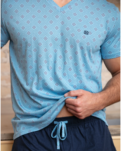 Short pajamas cotton HOM Walter (Imprimé Bleu)