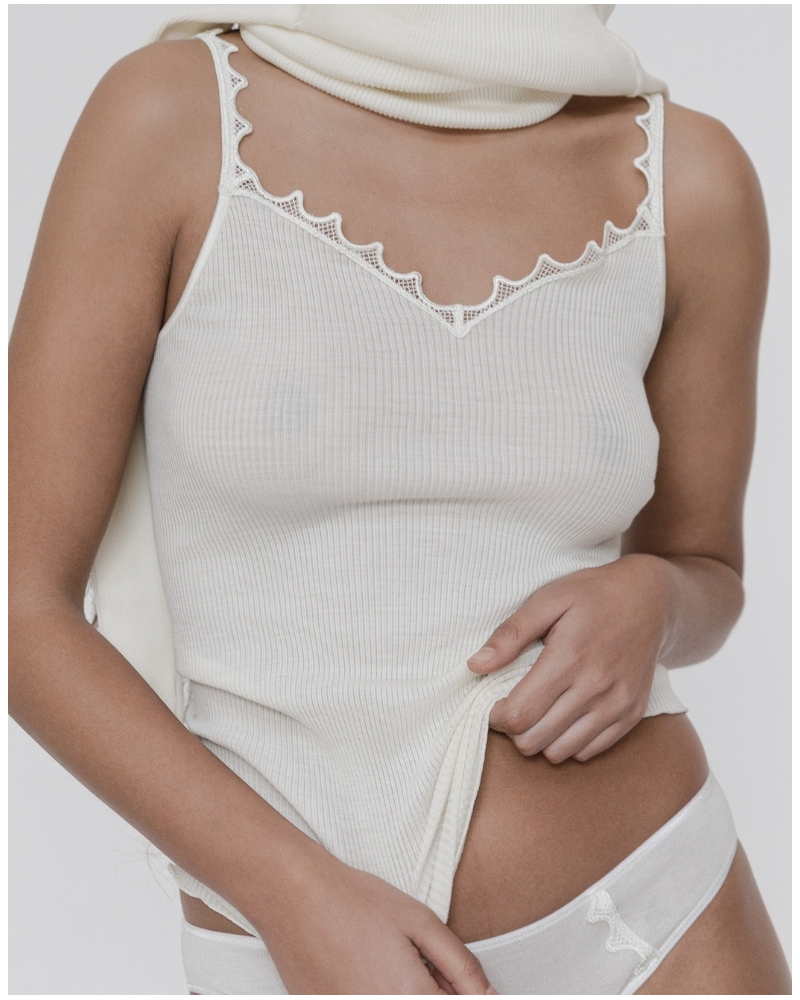 Tank topwool and silk Macramé Oscalito 7654 (Champagne)