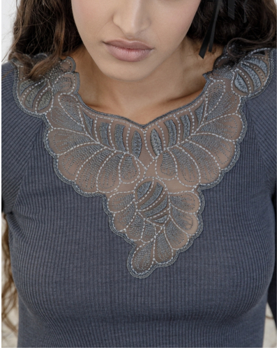 Long-sleeved ribbed top wool and silk Oscalito 7618 (Zucchero)