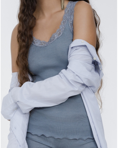 Camiseta de tirantesEncaje de lana y seda Oscalito 3410 (Zucchero)