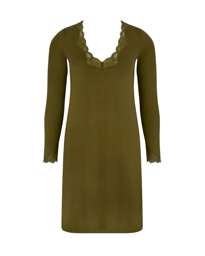 Nightdress long sleeves V-neck Antigel Simply Perfect (Vert Mousse)