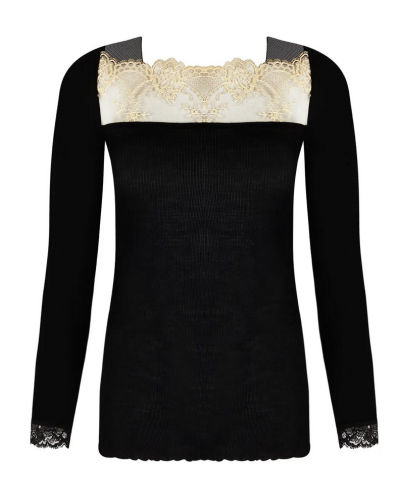 Long sleeves tee-shirt wool and silk Lise Charmel Sublime en Or (Noir Eclat)