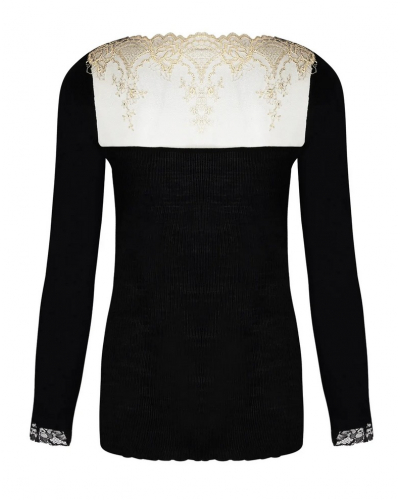 Tee-shirt manches longues laine et soie Lise Charmel Sublime en Or (Noir Eclat)