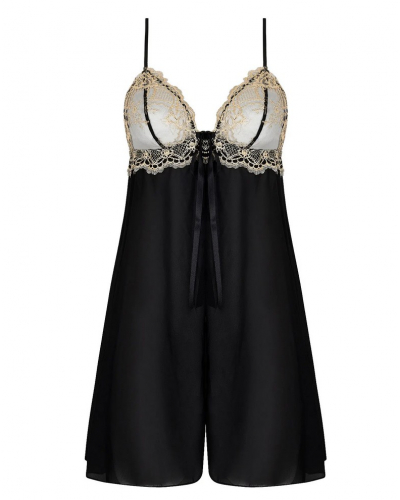 Babydoll en soie Lise Charmel Sublime en Or (Noir Eclat)