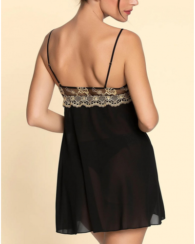 Babydoll en soie Lise Charmel Sublime en Or (Noir Eclat)