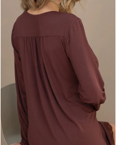 Camisón mangas largas cuello en V Antigel Simply Perfect (Cappuccino)