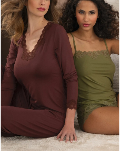 Camiseta mangas largas cuello en V Antigel Simply Perfect (Cappuccino)