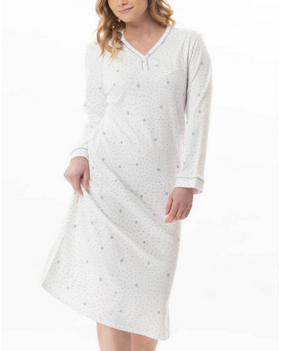 Nightdress Interlock 100% cotton Le Chat Cosy (Ecru/Ciel)
