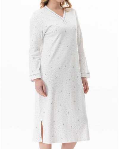 Chemise de nuit Interlock 100% coton Le Chat Cosy (Ecru/Ciel)