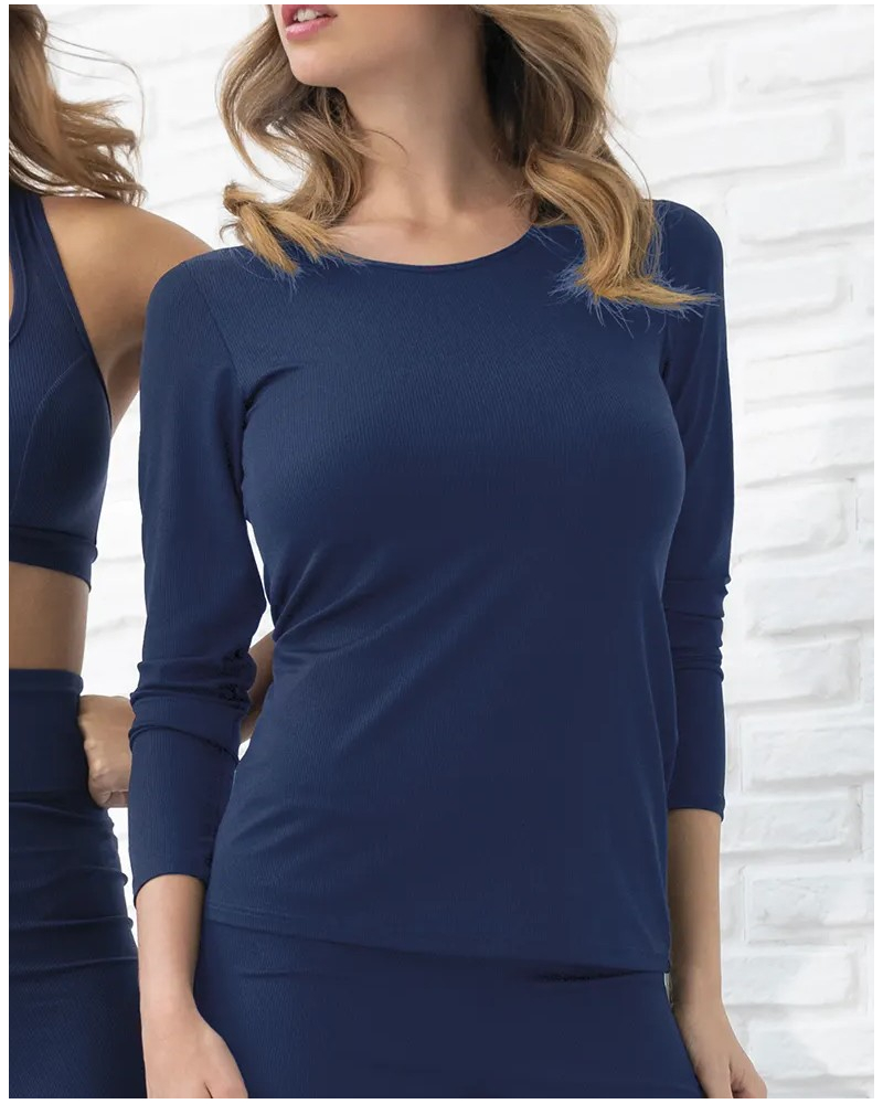 Tee-shirt manches longues Antigel En Mode Yoga (Bleu Yoga)