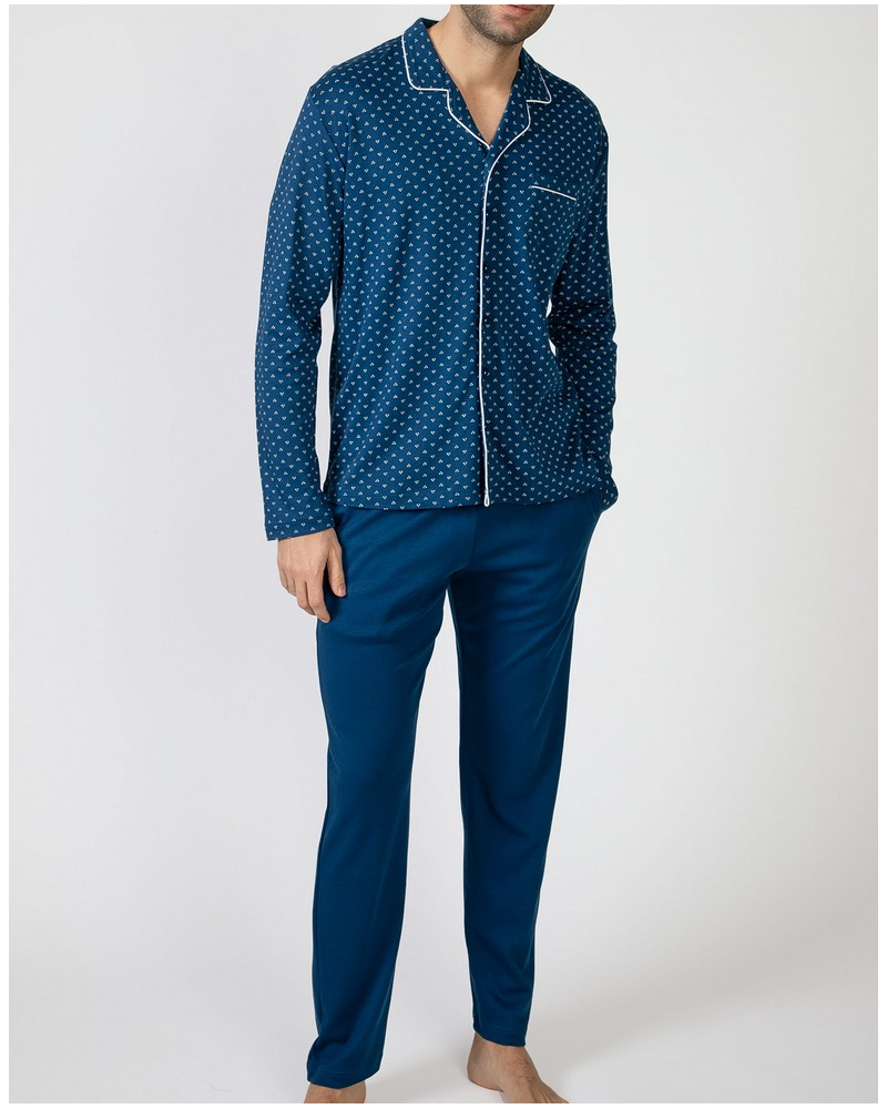 Pijama largo 100% algodón Massana (Bleu)