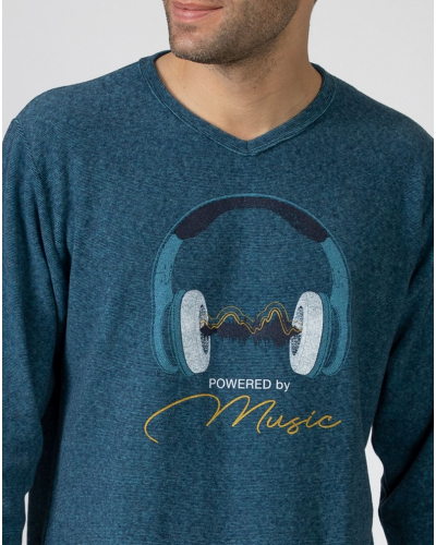 Pijama en terciopelo Massana (Imprimé Bleu)