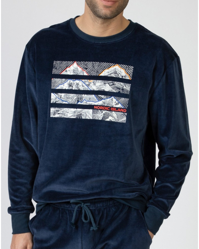 Pyjama en coton et velours Massana (Imprimé Bleu)