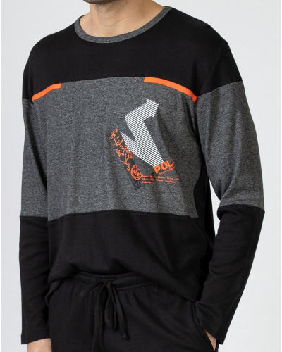 Pyjama long en coton Massana (Imprimé Noir)