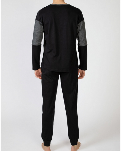 Long cotton pyjamas Massana (Imprimé Noir)