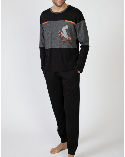 Long cotton pyjamas Massana (Imprimé Noir)