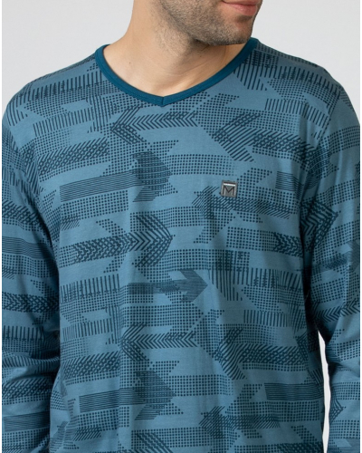 Pyjama long 100% coton Massana (Imprimé Bleu)