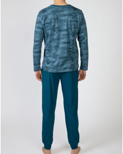 Pijama largo 100% algodón Massana (Imprimé Bleu)