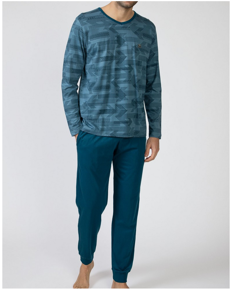 Pijama largo 100% algodón Massana (Imprimé Bleu)