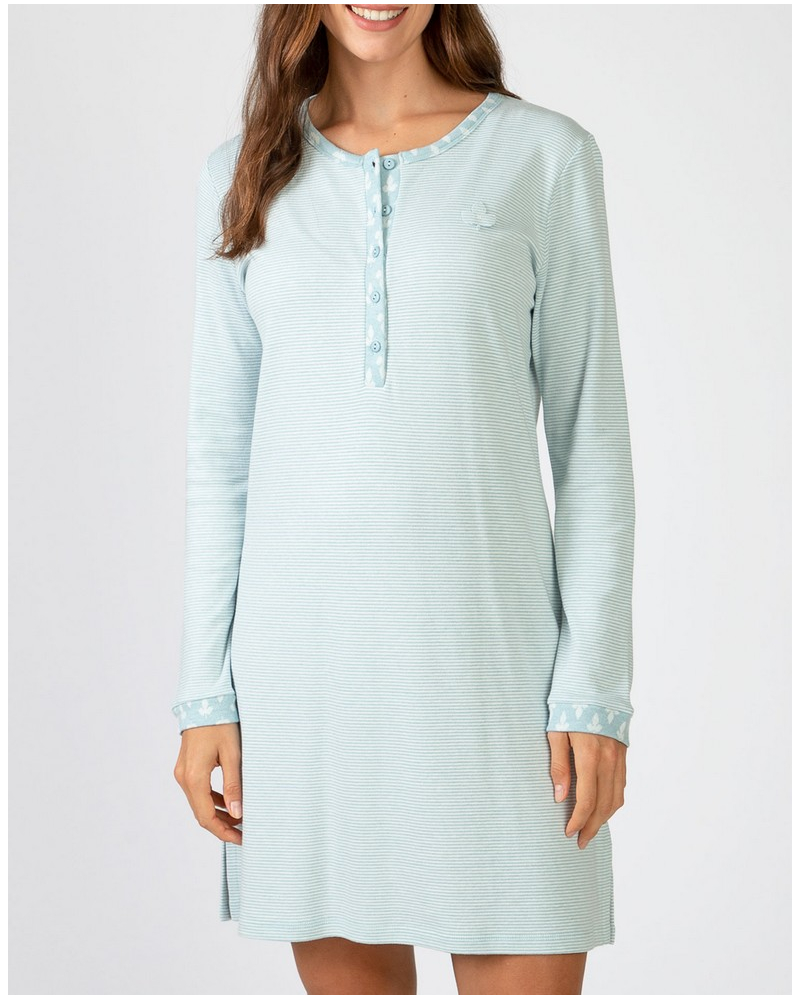 Long-sleeved nightdress Massana (Aqua Green)